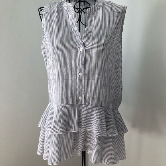 Libby Edelman Tops - Pinstriped Peplum Ruffle Top